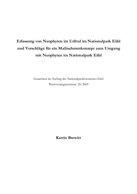 Gutachten von Katrin Brewitt zu Neophyten [PDF ... - Nationalpark Eifel