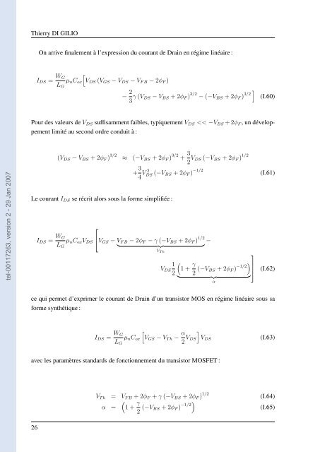 Etude de la fiabilité porteurs chauds et des performances des ...