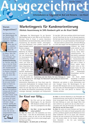 Marketingpreis für Kundenorientierung - Kissel GmbH