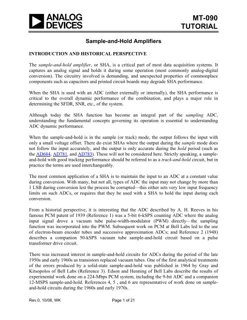 MT-090: Sample-and-Hold Amplifiers - Analog Devices