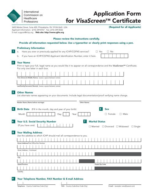 Application Form for VisaScreen™ Certificate - AlinsugLaw