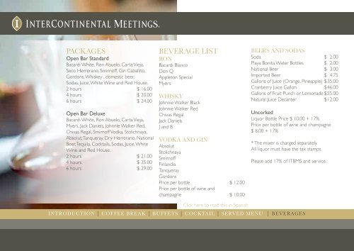 MENÚS - InterContinental Hotels Group