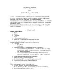 CV – Resume Workshop Frank Paloucek 9/2011 What is a ... - ICHP