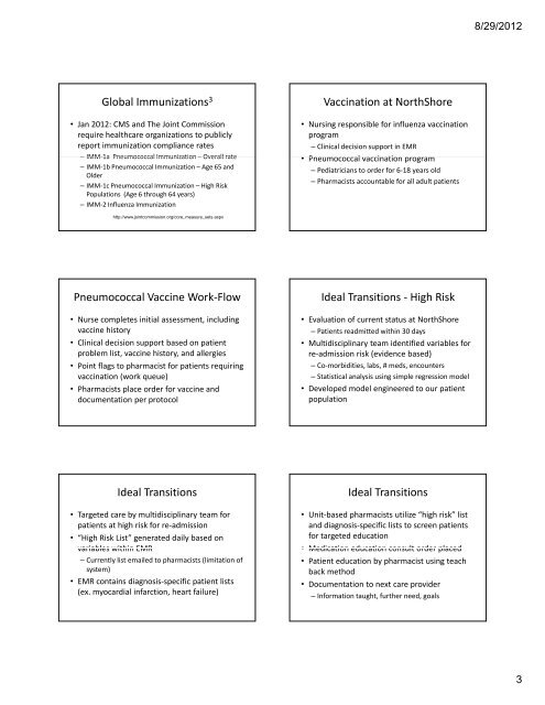 Presentation Outline ICHP Annual Meeting September 13-15