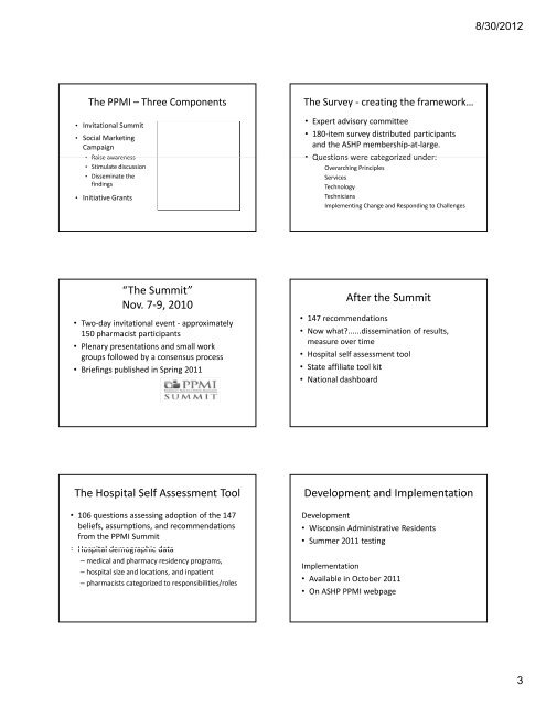 Presentation Outline ICHP Annual Meeting September 13-15