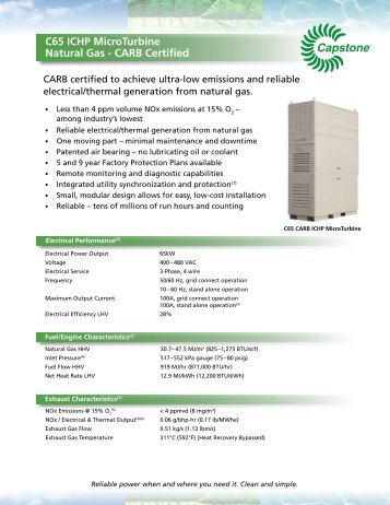 C65 ICHP MicroTurbine Natural Gas - CARB ... - Capstone Turbine