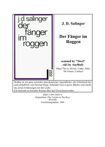 JD Salinger Der Fänger im Roggen