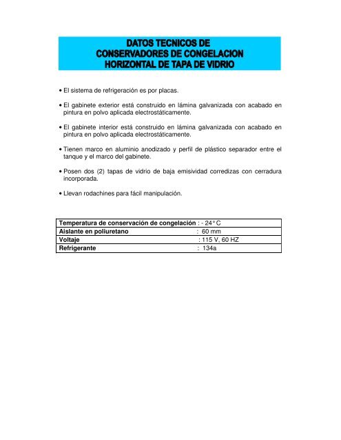 Manual de CONGELADORES VERTICALES - Indufrial