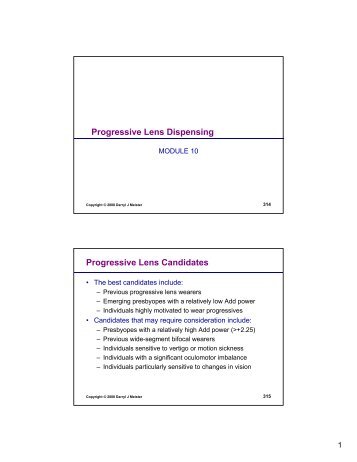 Progressive Lens Dispensing Progressive Lens ... - OptiCampus.com