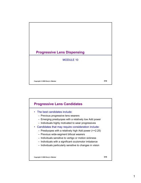 Progressive Lens Dispensing Progressive Lens ... - OptiCampus.com