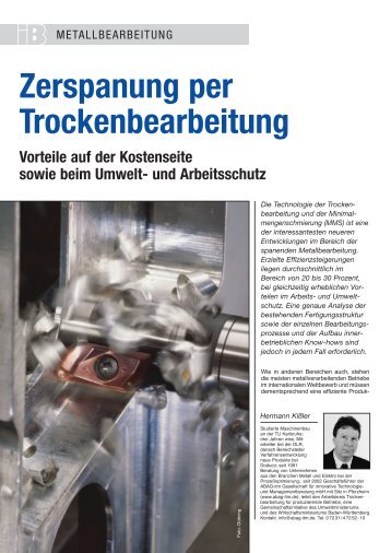 Zerspanung per Trockenbearbeitung Vorteile auf der Kostenseite