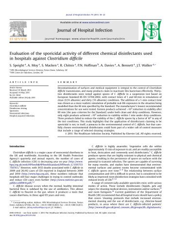 Evaluation of the sporicidal activity of different chemical ... - Tristel