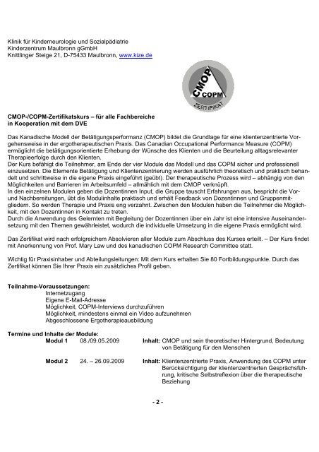 Anwendung des CMOP-E in der ergotherapeutischen Praxis