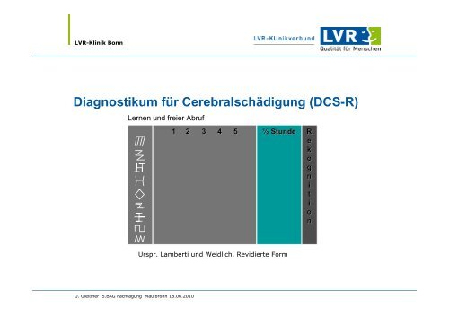 Stellenwert neuropsychologischer Diagnostik für die psychologische ...