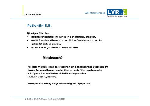 Stellenwert neuropsychologischer Diagnostik für die psychologische ...