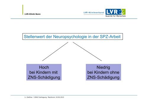 Stellenwert neuropsychologischer Diagnostik für die psychologische ...