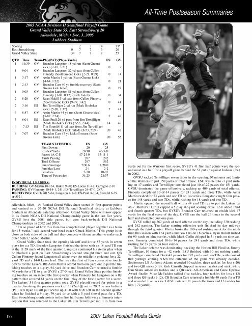 Player Profiles - of College Football Games