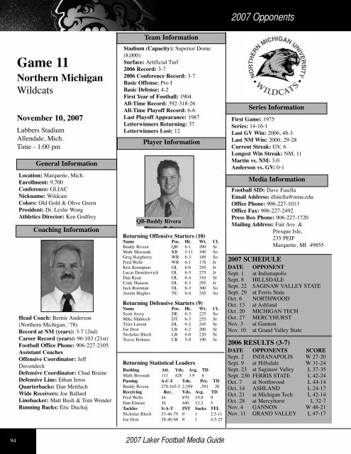 Player Profiles - of College Football Games