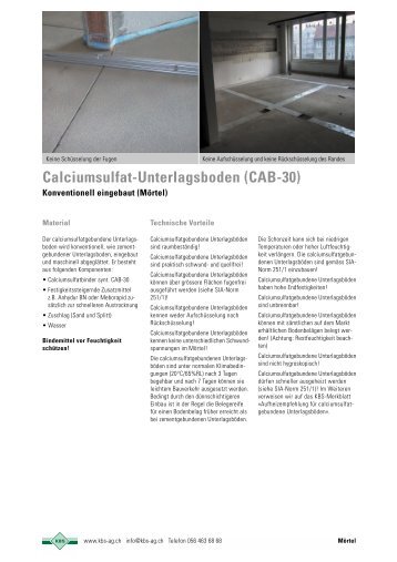 Calciumsulfat-Unterlagsboden (CAB-30) - CVC Unterlagsböden AG