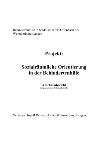 Abschlussbericht Sozialraumorientierung - Behindertenhilfe Offenbach