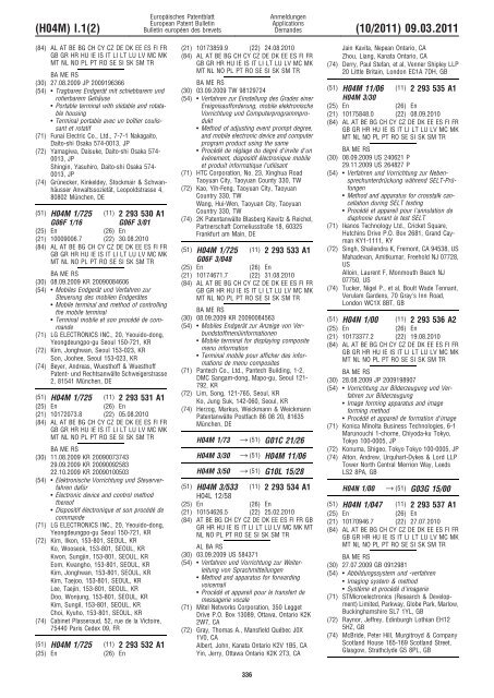 Bulletin 2011/10 - European Patent Office