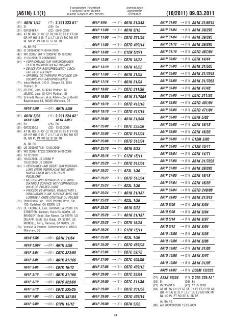 Bulletin 2011/10 - European Patent Office