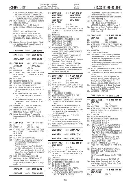 Bulletin 2011/10 - European Patent Office