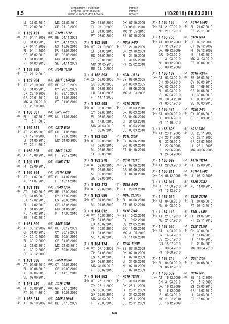 Bulletin 2011/10 - European Patent Office