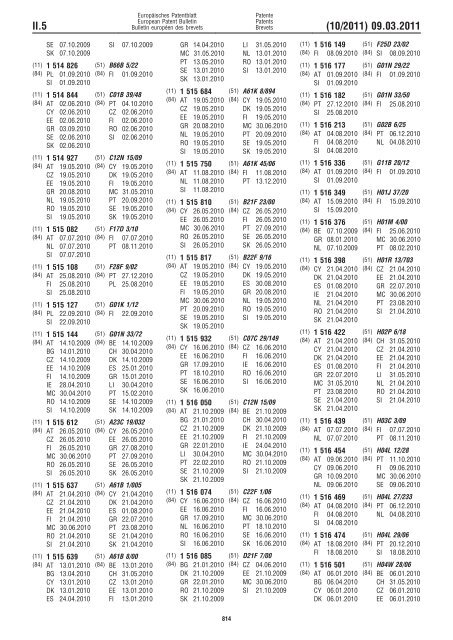 Bulletin 2011/10 - European Patent Office