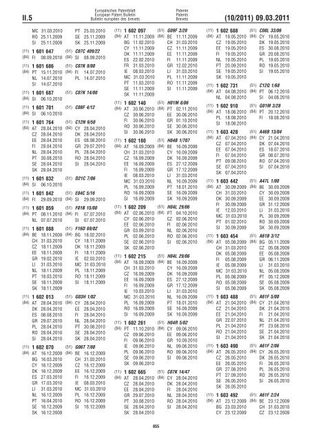 Bulletin 2011/10 - European Patent Office