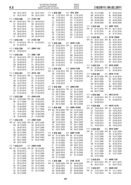 Bulletin 2011/10 - European Patent Office