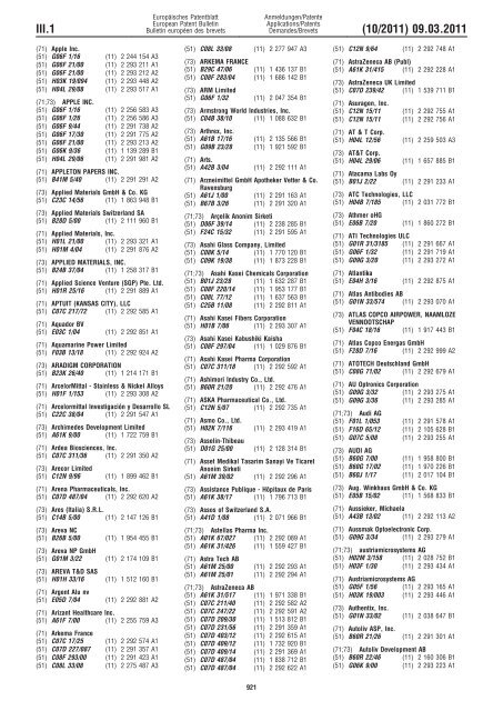 Bulletin 2011/10 - European Patent Office