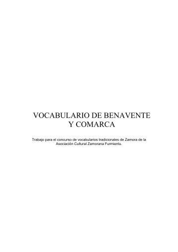 VOCABULARIO DE BENAVENTE Y COMARCA - Furmientu
