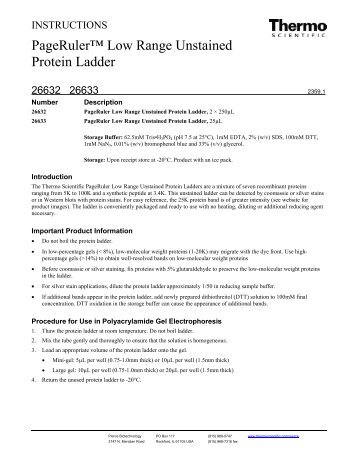PageRuler™ Low Range Unstained Protein Ladder - Pierce