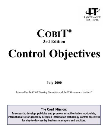 COBIT Control Objectives - Tribunal de Contas