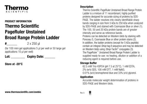 Thermo Scientific PageRuler Unstained Broad Range Protein Ladder