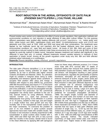 root induction in the aerial offshoots of date palm - Pakistan Journal ...