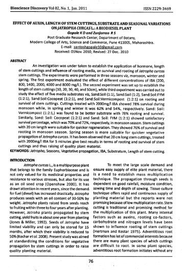 Effect of auxin, length of stem cuttings, substrate - Bioscience ...