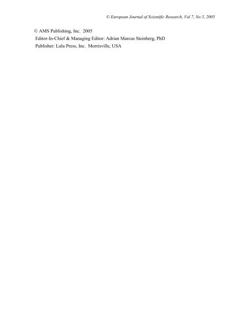 European Journal of Scientific Research (ISSN: 1450 ... - EuroJournals