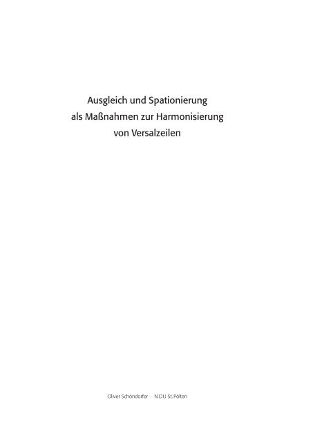 Ausgleich und Spationierung als Maßnahmen zur Harmonisierung ...