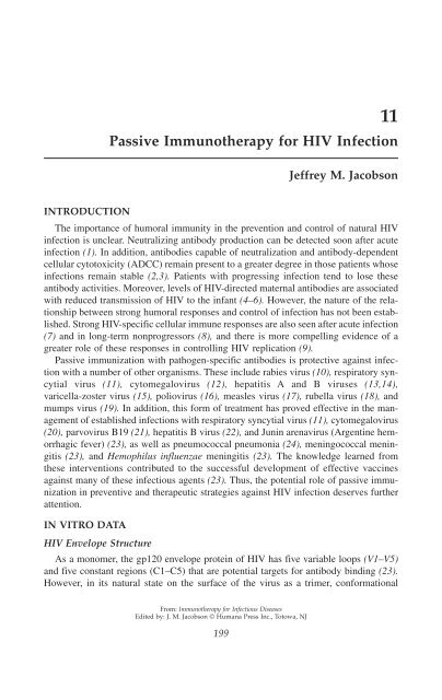 Immunotherapy for Infectious Diseases