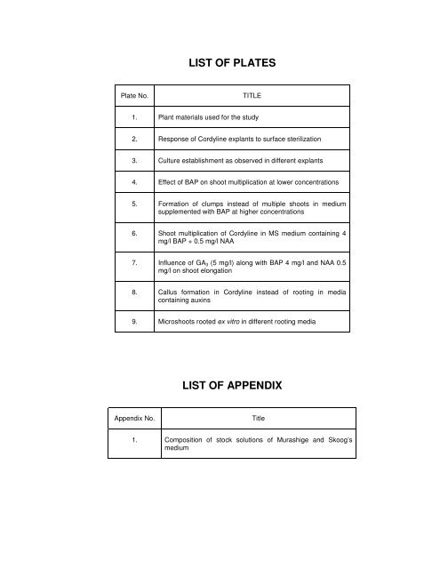 micropropagation studies in dracaena and cordyline - ETD ...