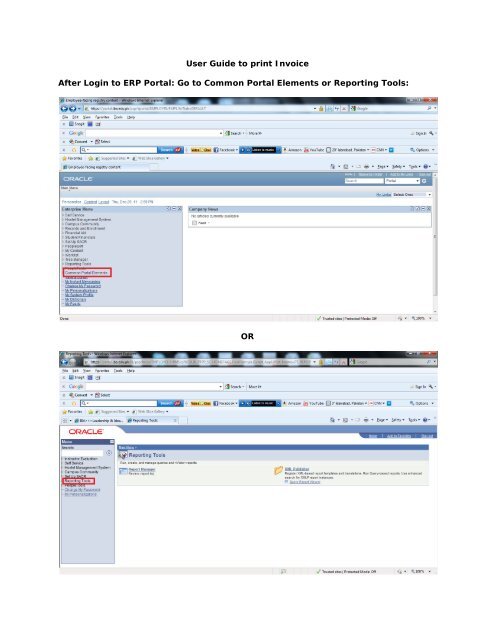 User Guide to print Invoice After Login to ERP Portal: Go to ... - IBA