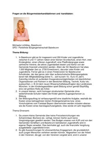 Michaela Lichtblau (SPD / Parteifreie Bürgergemeinschaft Baierbrunn)