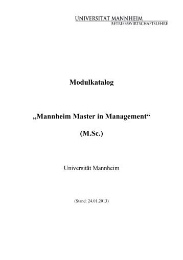 Modulkatalog MMM ab HWS 2012 dtx - BWL - Universität Mannheim