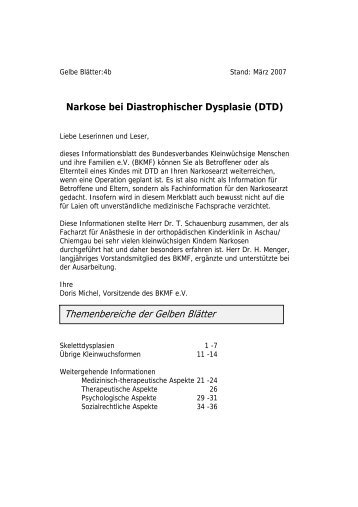 Gelbes Blatt Nr . 4b: Narkose bei Diastrophischer Dysplasie - BKMF