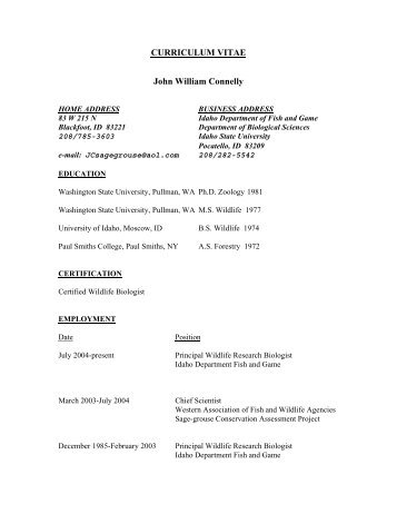 CURRICULUM VITAE John William Connelly - CNR Home