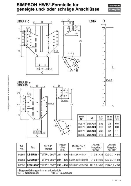 SIMPSON HWS®-Formteile für rechtwinklige Anschlüsse