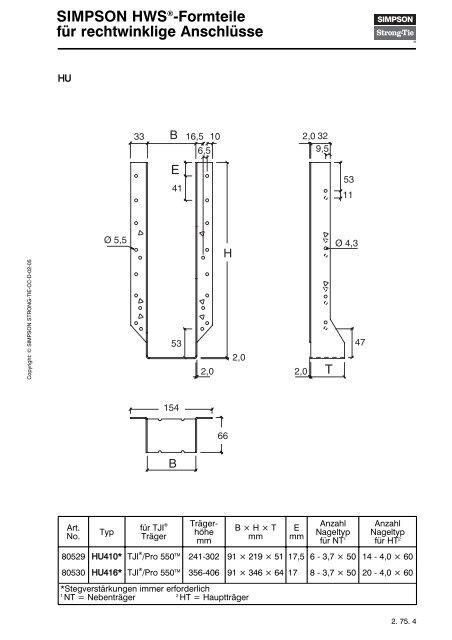 SIMPSON HWS®-Formteile für rechtwinklige Anschlüsse