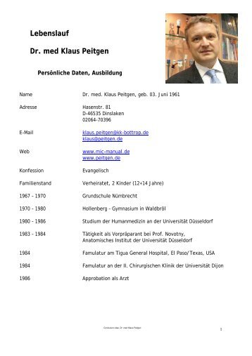 Lebenslauf Dr. med Klaus Peitgen - Knappschaftskrankenhaus Bottrop